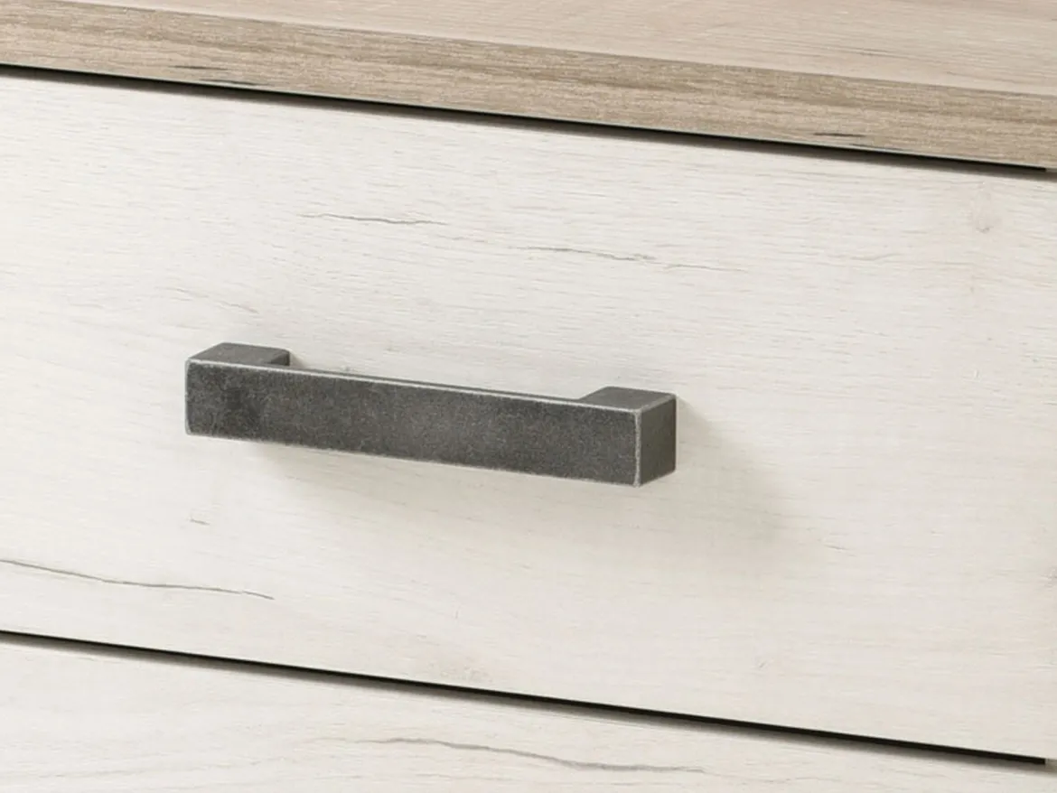 Comodino Bianco Larice Marrone Rovere Scuro 2 Cassetti un Ripiano 44.5x33.5x43h cm, Apertura Scorrevole - Roncello
