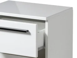 Comodino Bianco Nero 2 Cassetti un Ripiano 44.5x33.5x42.5h cm, Apertura Scorrevole - Mosso