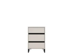 Comodino Bianco Nero un Ripiano 3 Cassetti 48x40x71h cm, Apertura Scorrevole - Combatte