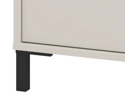 Comodino Bianco Nero un Ripiano 3 Cassetti 48x40x71h cm, Apertura Scorrevole - Combatte