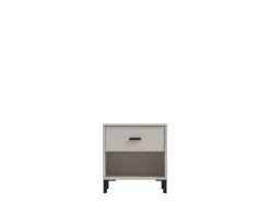 Comodino Bianco Nero un Ripiano un Cassetto 48x40x52h cm, Apertura Scorrevole - Cavaglia