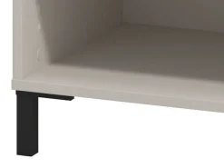 Comodino Bianco Nero un Ripiano un Cassetto 48x40x52h cm, Apertura Scorrevole - Cavaglia