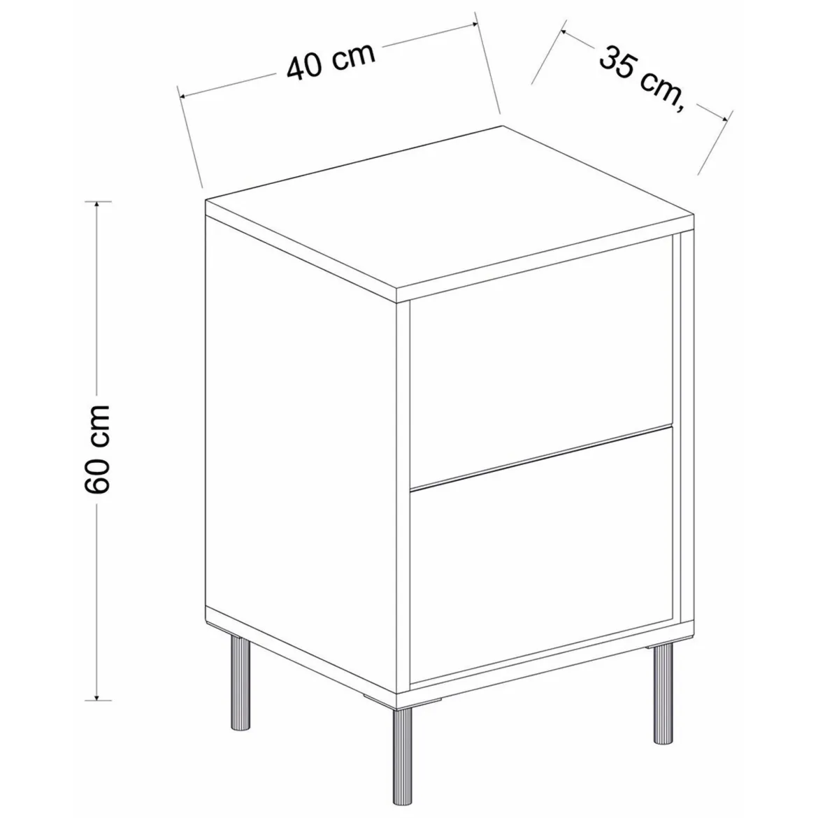 Comodino Bianco oro un Ripiano Apertura Battente 40x35x60h cm, Un'anta - Vestone