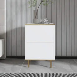 Comodino Bianco oro un Ripiano Apertura Battente 40x35x60h cm, Un'anta - Vestone