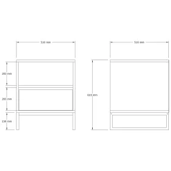 Comodino Bianco un Ripiano un Cassetto 51x51x61h cm, Apertura Scorrevole - Compatri