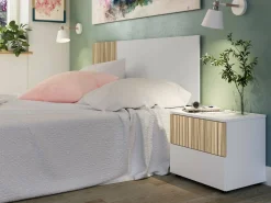 Comodino cannettato bianco e rovere 50x41x34h cm - Josie