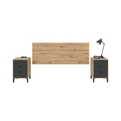 Comodino 3 cassetti legno e antracite 160x40x60h cm - Allan