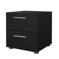Comodino 2 cassetti nero 40x40x42h cm - Apolla