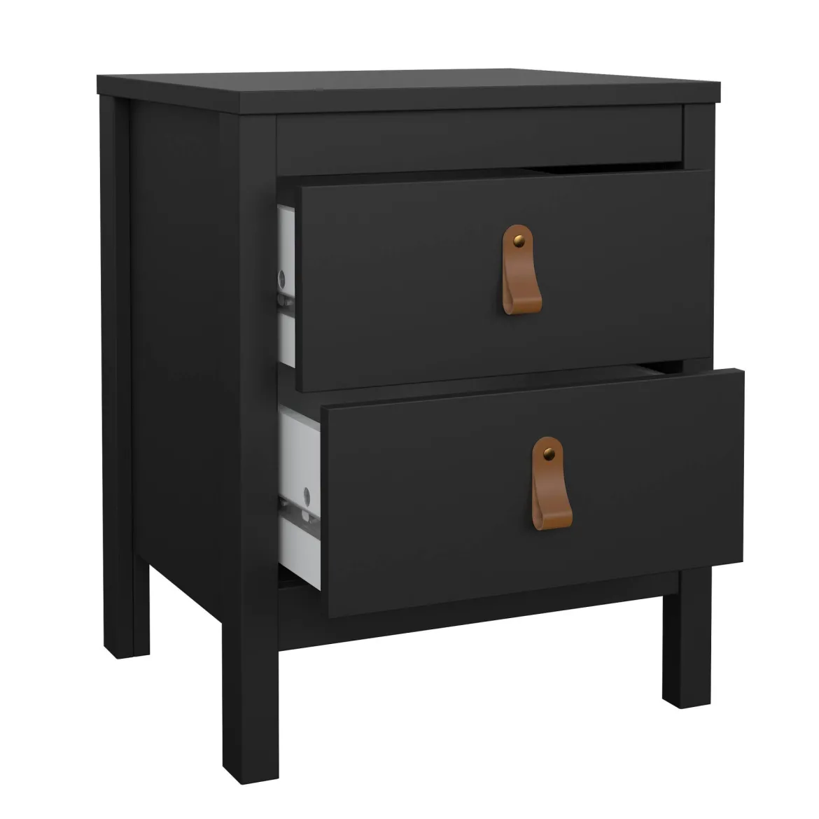 Comodino 2 cassetti nero 43x38x54h cm - Fred