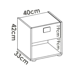 Comodino 1 cassetto bianco e rovere 40x33x42h cm - Artica