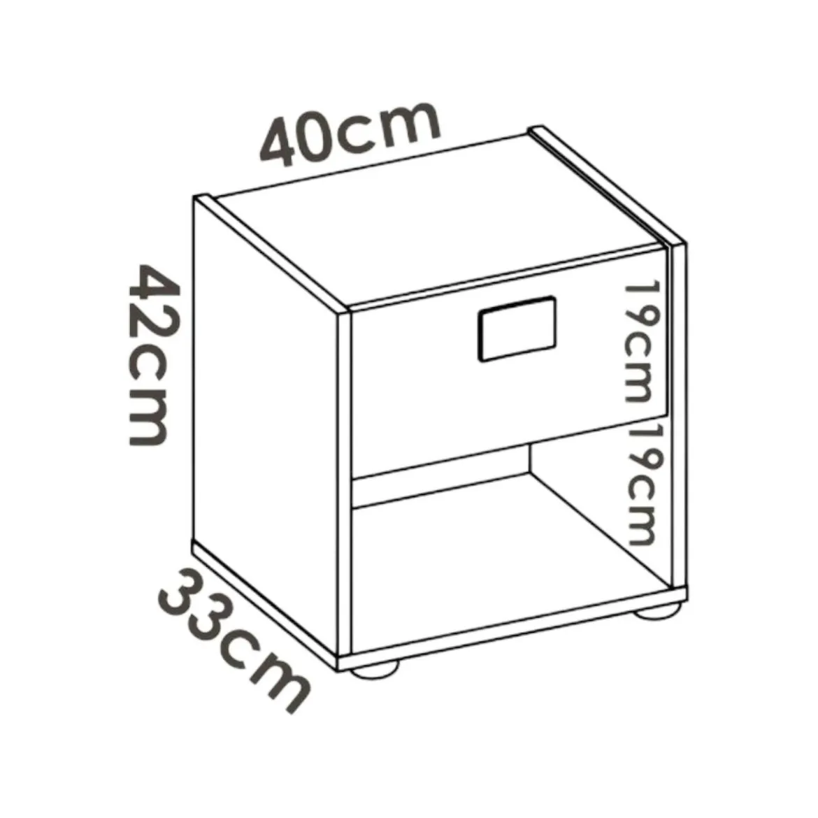 Comodino 1 cassetto bianco e rovere 40x33x42h cm - Artica
