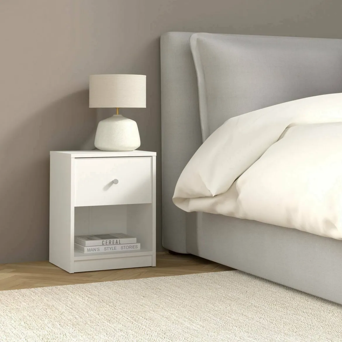 Comodino 1 cassetto bianco 37x35x47h cm - Giustina