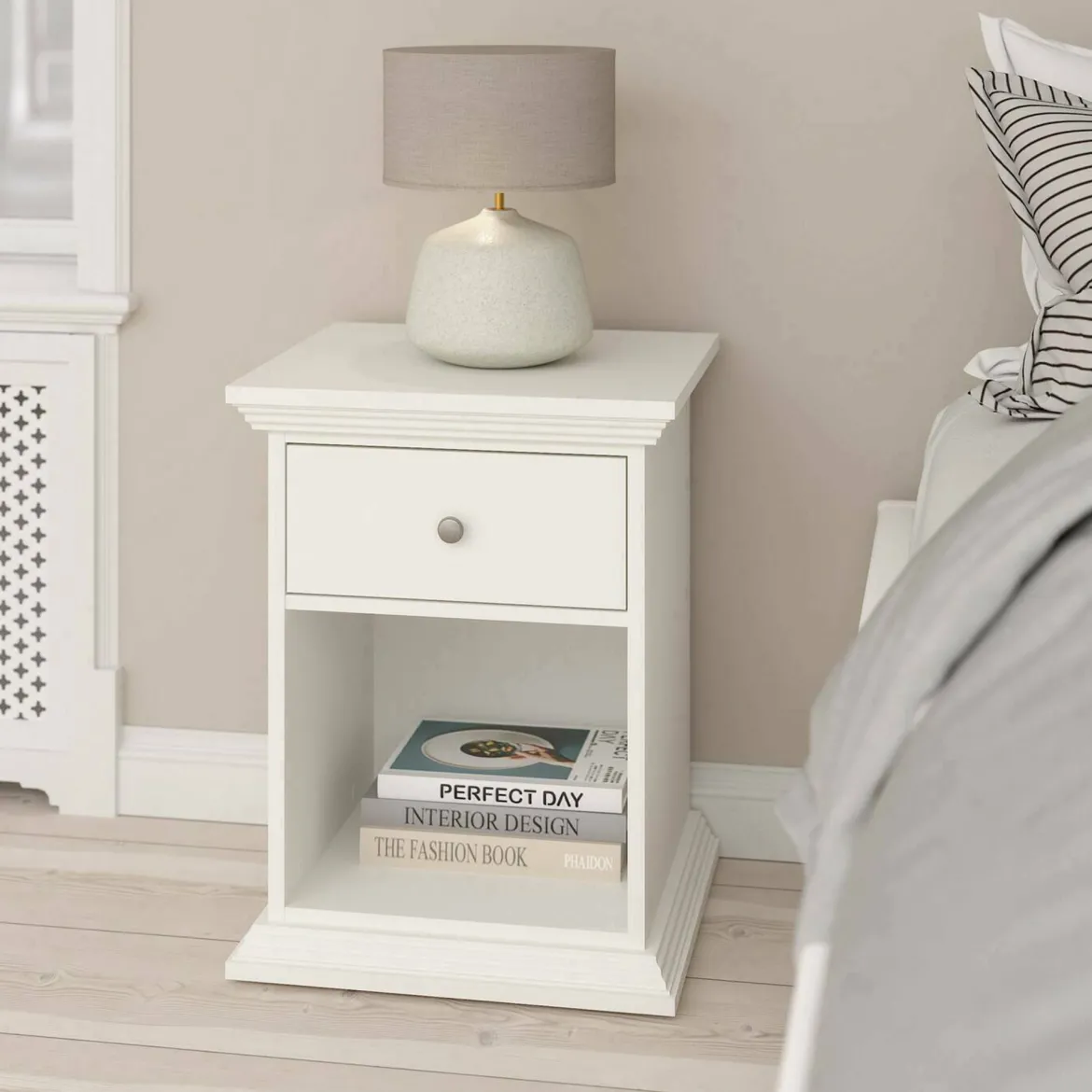 Comodino 1 cassetto bianco 47x43x63h cm - Pascal
