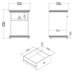 Comodino 1 cassetto bianco 47x43x63h cm - Pascal