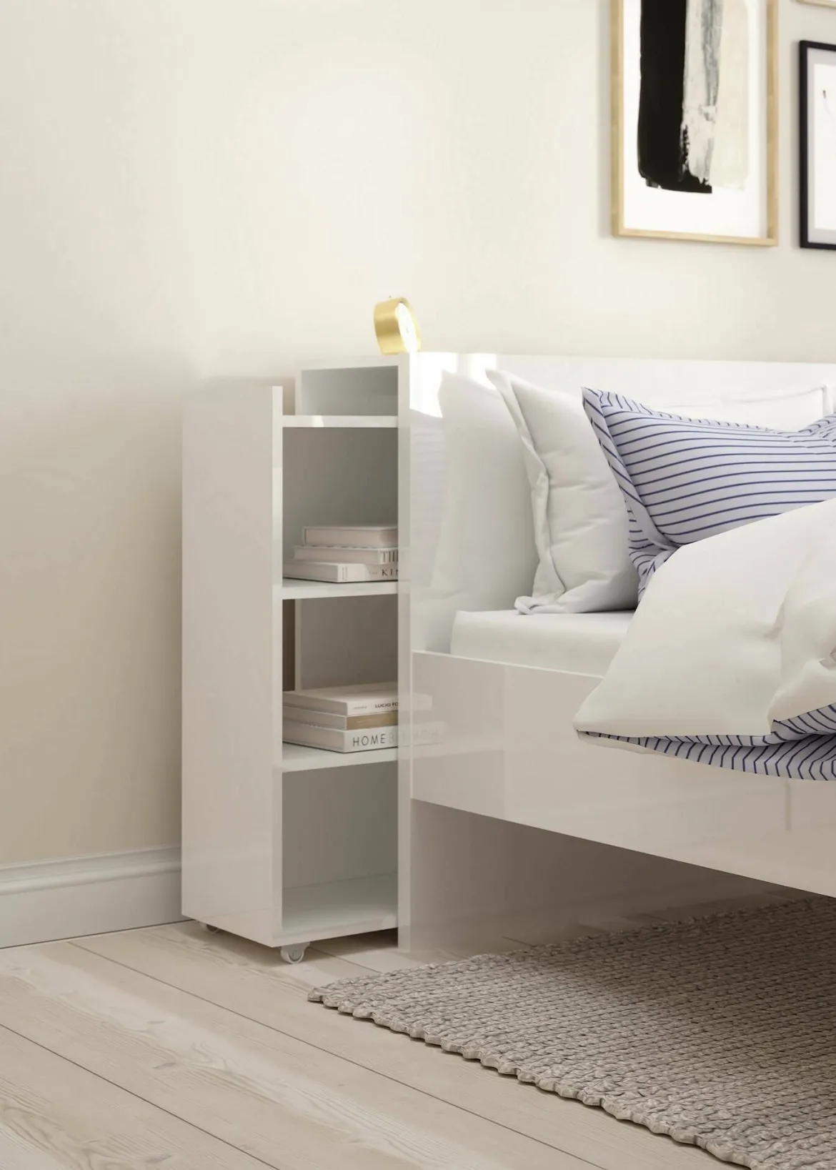 Comodino classico bianco lucido 164x26x79h cm - Delfino