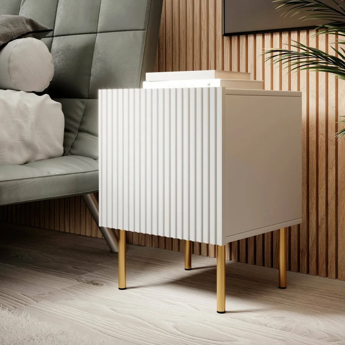 Comodino classico bianco 44x40x51h cm - Set di 2 comodini Farini