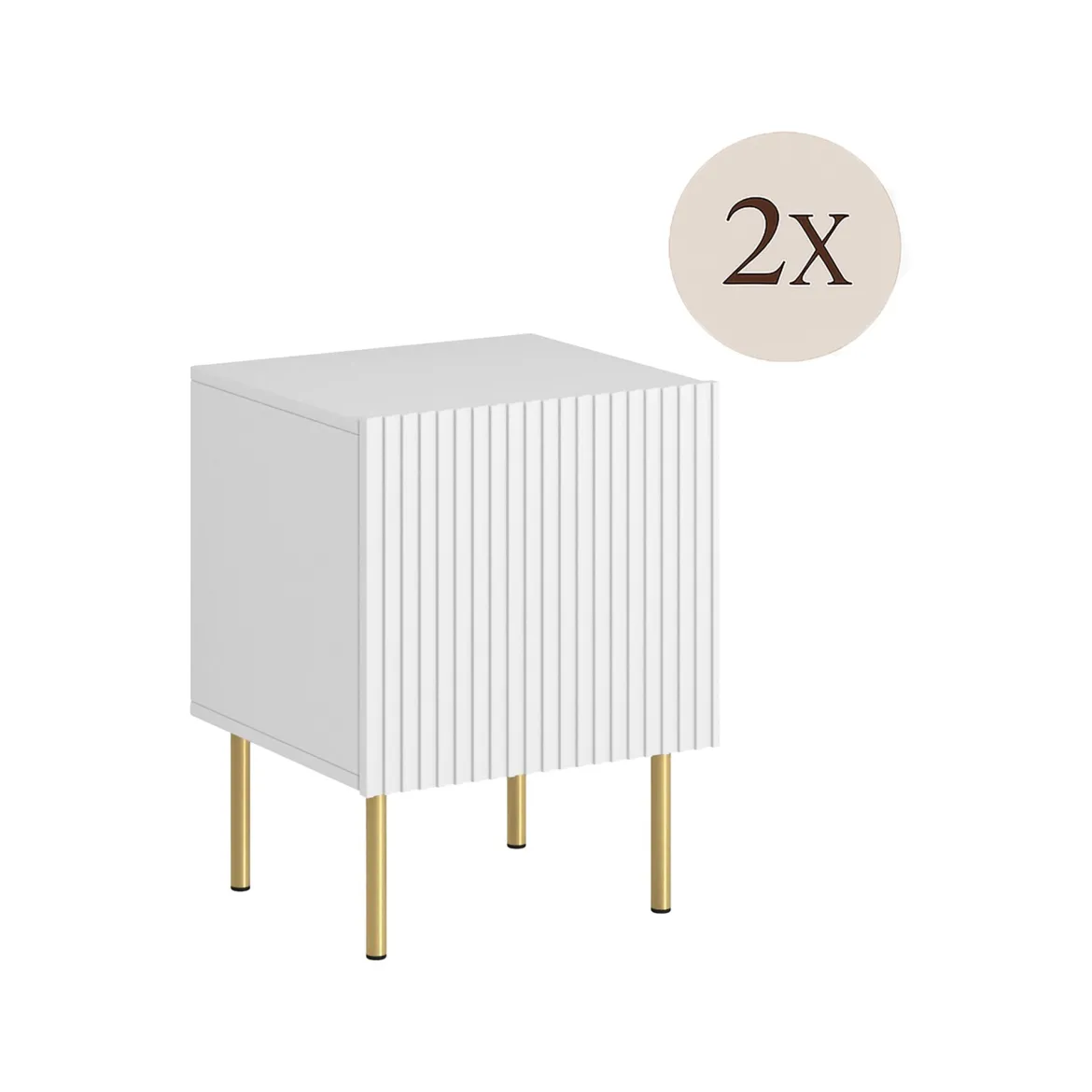 Comodino classico bianco 44x40x51h cm - Set di 2 comodini Farini