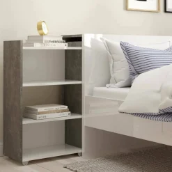Comodino classico cemento e bianco lucido 164x26x79h cm - Delfino