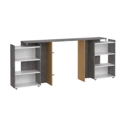 Comodino classico cemento e bianco lucido 164x26x79h cm - Delfino