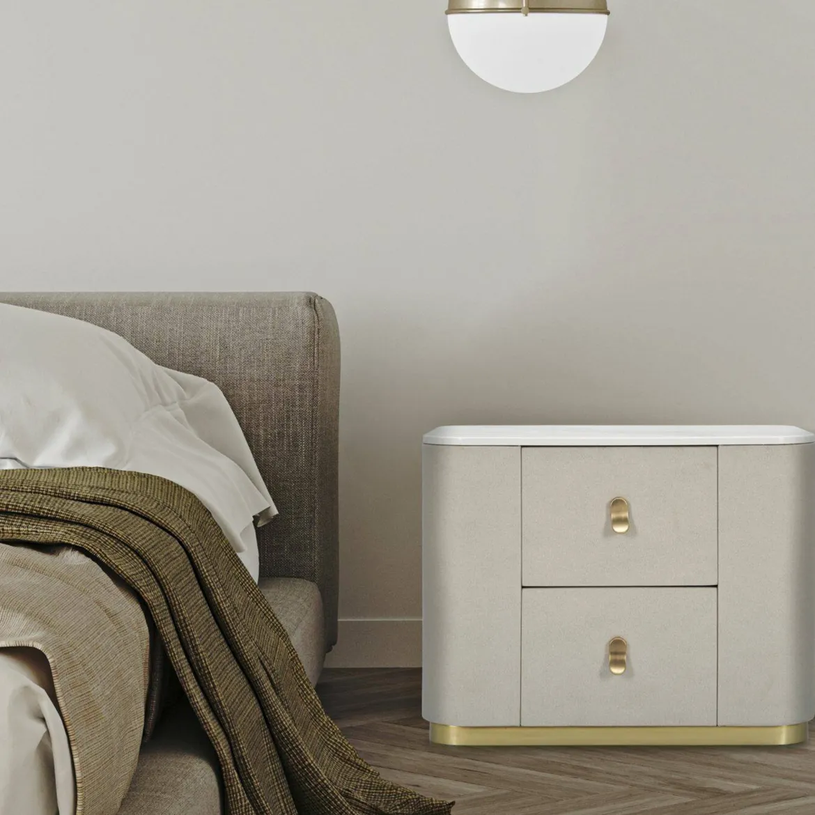 Comodino classico crema e oro 60x40x47h cm - Christov