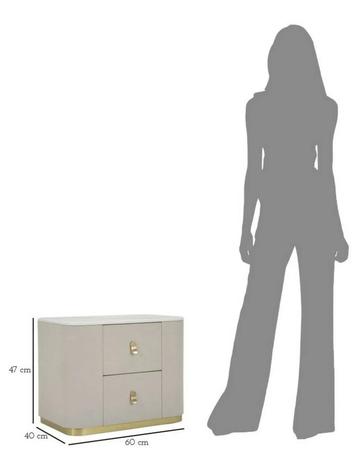 Comodino classico crema e oro 60x40x47h cm - Christov