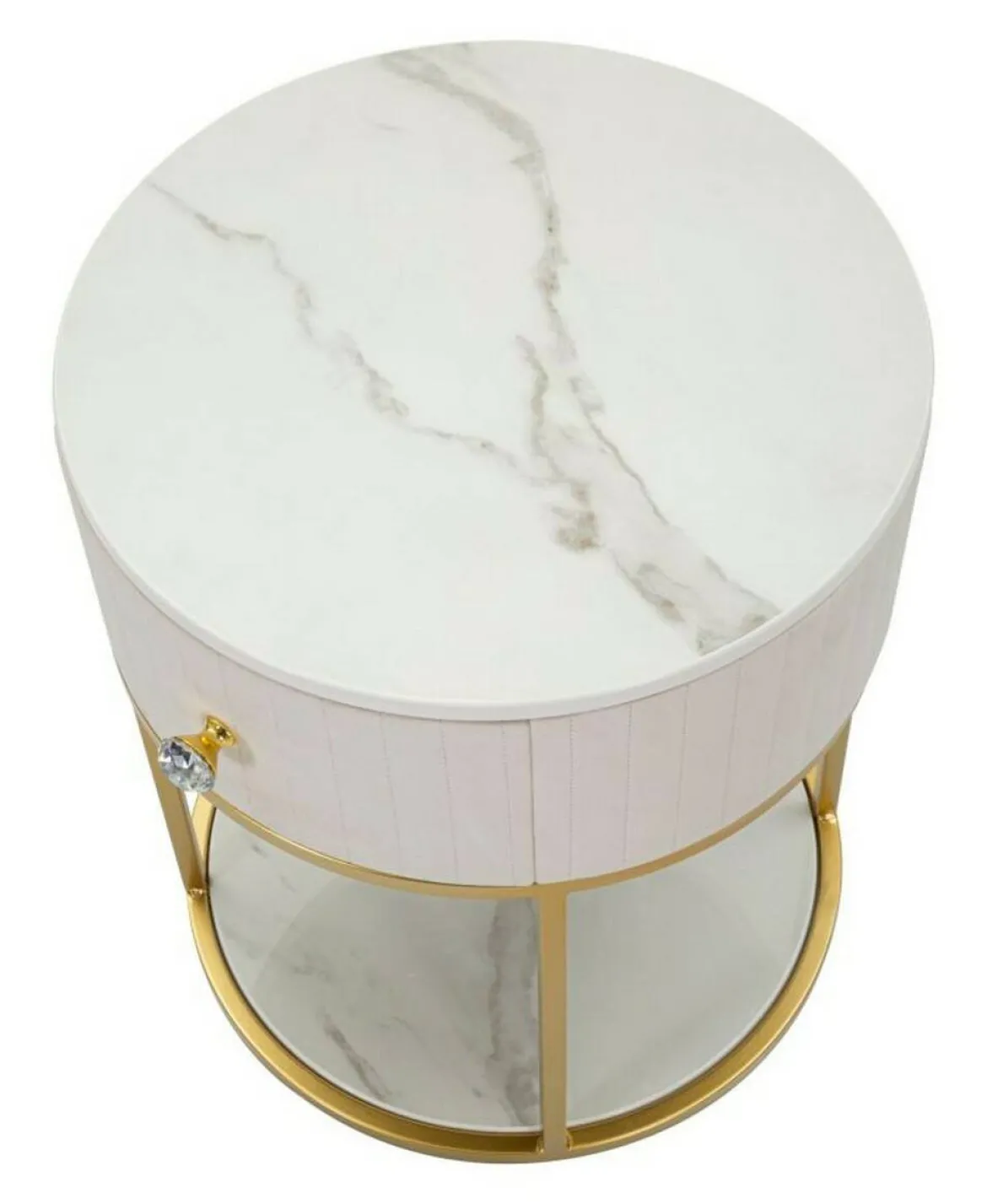 Comodino Gerhard, 42x42 h48 cm, Crema e Bianco