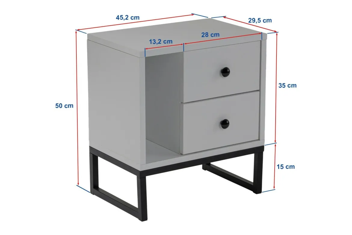 Comodino industrial beige e oro 45x29x50h cm - Rhiannon