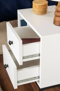 Comodino industrial bianco e nero 45x29x50h cm - Rhiannon