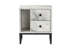 Comodino industrial marmo e nero 45x29x50h cm - Rhiannon