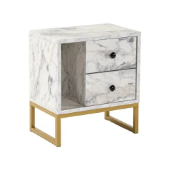 Comodino industrial marmo e oro 45x29x50h cm - Rhiannon