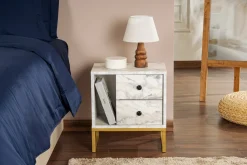 Comodino industrial marmo e oro 45x29x50h cm - Rhiannon