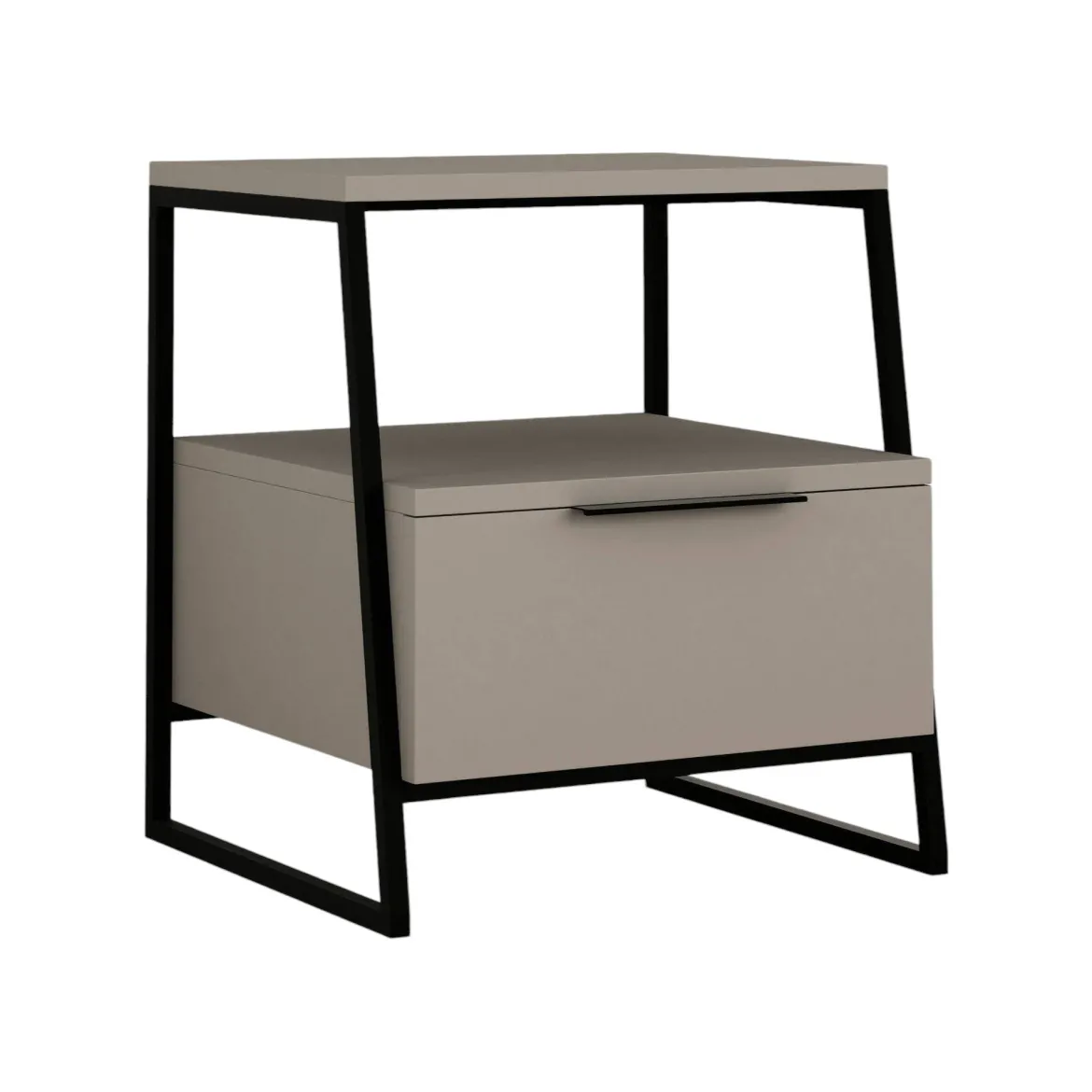 Comodino in legno beige e nero 45x41x50h cm - Rosita