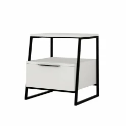 Comodino in legno bianco e nero 45x41x50h cm - Rosita