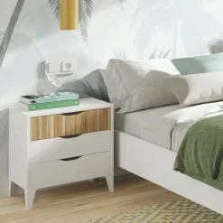 Comodino in legno bianco e rovere 44x33x50h cm - Jessa