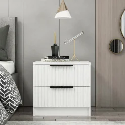 Comodino in legno bianco 50x40x47h cm - Meranti