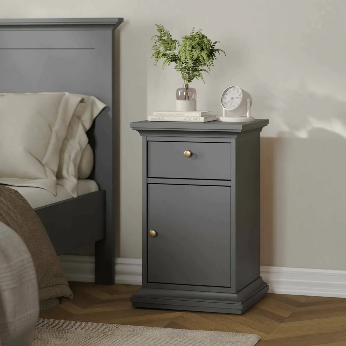 Comodino in legno grigio 43x40x69h cm - Mauricette