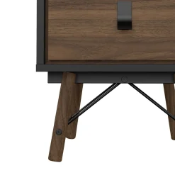 Comodino in legno nero e noce 43x40x59h cm - Jean
