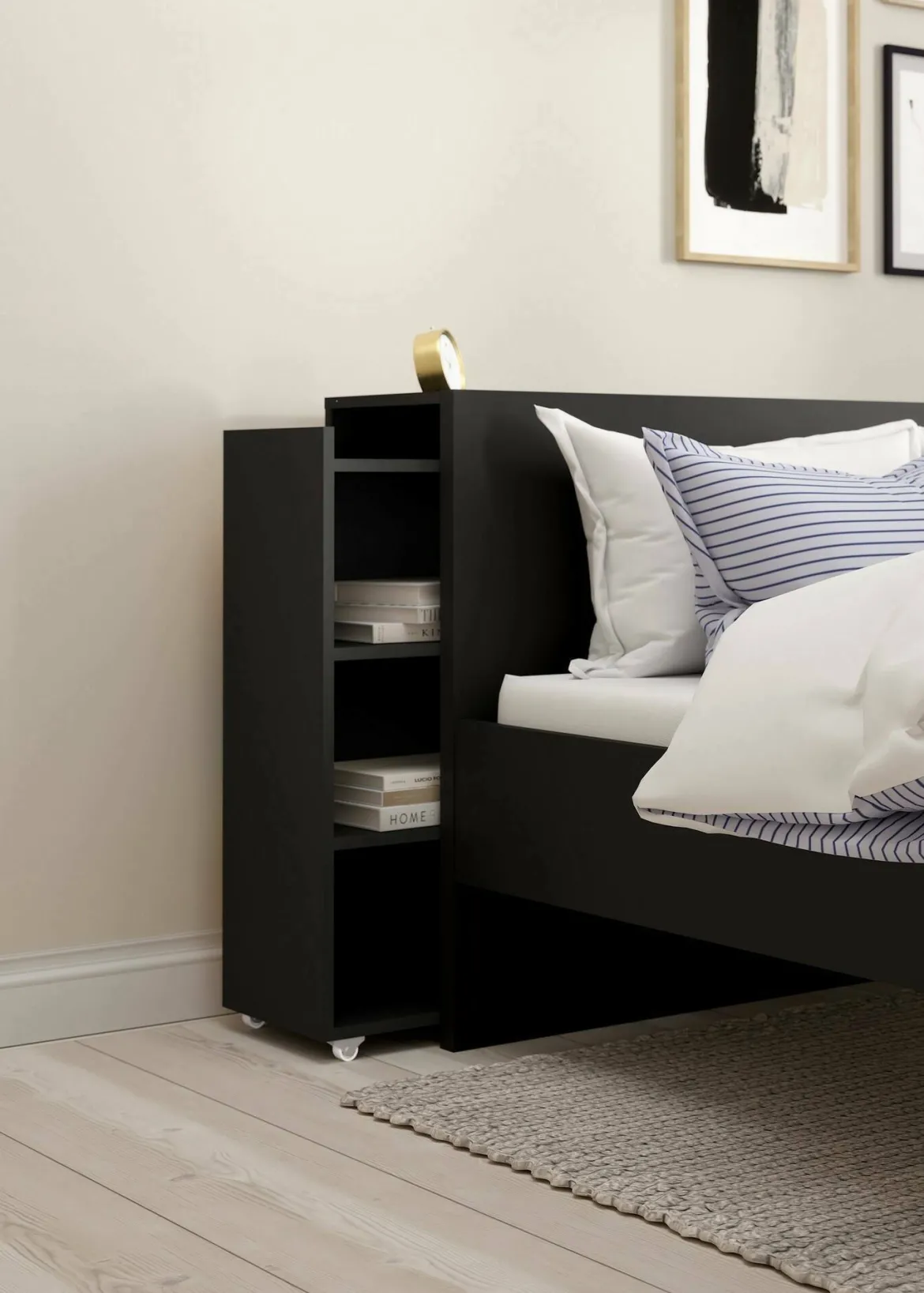 Comodino in legno nero 144x26x79h cm - Arnaboldi