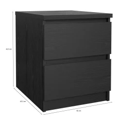 Comodino in legno nero 50x40x49h cm - Daiki