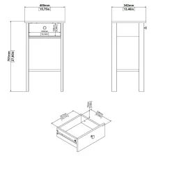 Comodino in legno nero 40x34x70h cm - Inday