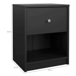Comodino in legno nero 37x30x48h cm - Kastri