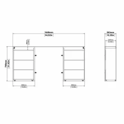 Comodino in legno nero 164x26x79h cm - Shary