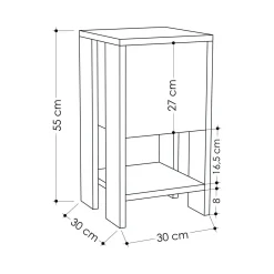 Comodino in legno quercia e antracite 30x30x55h cm - Filippa