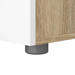 Comodino in legno quercia e bianco lucido 40x40x42h cm - Apolla