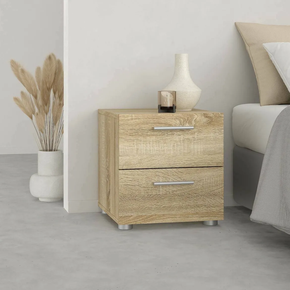 Comodino in legno quercia 52x45x46h cm - Noul