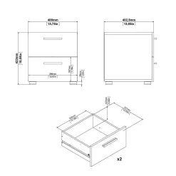 Comodino in legno quercia 52x45x46h cm - Noul