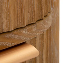 Comodino Marrone Ciliegio oro 2 Cassetti un Ripiano 38x35x52h cm, Apertura Scorrevole - Falile
