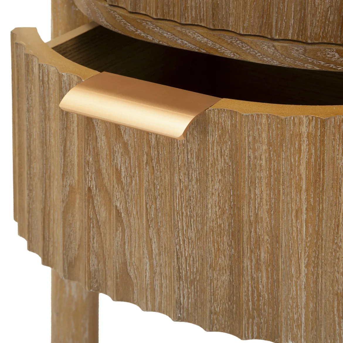 Comodino Marrone Ciliegio oro 2 Cassetti un Ripiano 38x35x52h cm, Apertura Scorrevole - Falile
