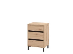 Comodino Marrone Nero un Ripiano 3 Cassetti 48x40x71h cm, Apertura Scorrevole - Combatte