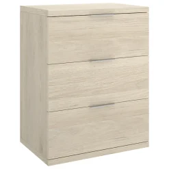 Comodino Marrone Rovere Grigio 3 Cassetti un Ripiano 34x42x57h cm, Piedini abs Antirumore e Antigraffio - Blythe